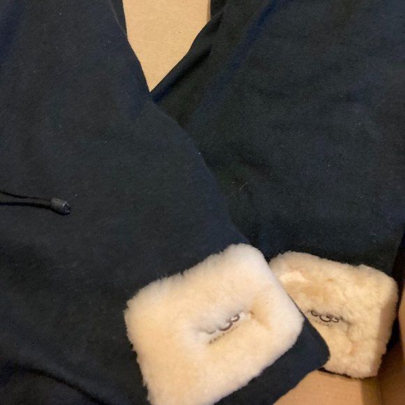 Ugg Black Suede Shearling Lined Gisselle Wedges Tall Boots - Size 10 - Picture 4 of 8